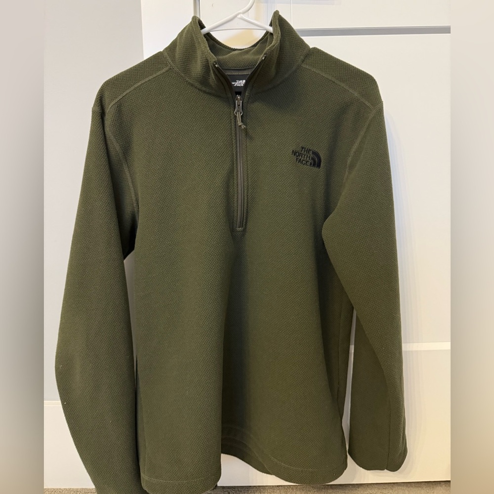 Men’s The North Face Cap Rock Textured 1/2 Zip Fleece Pullover Small Green